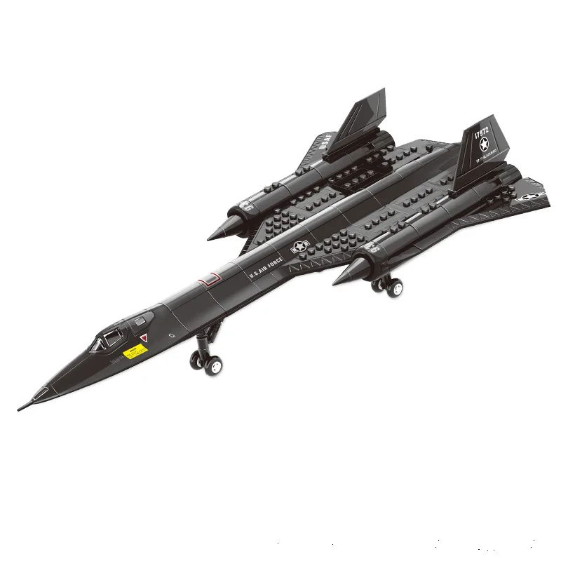 מטוס זיהוי Blackbird SR-71 צבאי בניית בלוקים חלקיקים קטנים פאזל הרכבה צעצוע