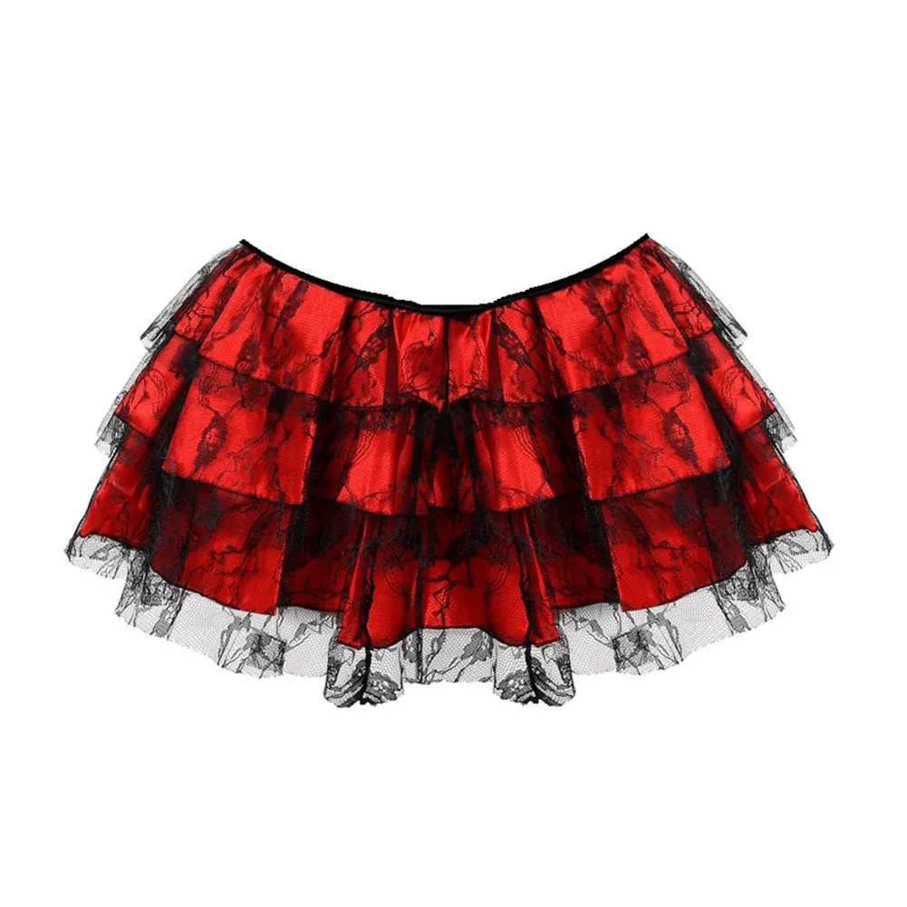 Sexy Layered Mesh Tulle Lace Mini Pleated Skirt Gothic Skirts Showgirl Party Dance Tutu Skirt Plus Size S-6XL 3