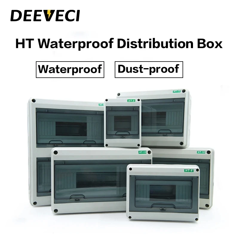 HT-5/8/12/15/18/24 Plastic Distribution Box Waterproof MCB Box Panel Installation Distribution Waterproof Junction