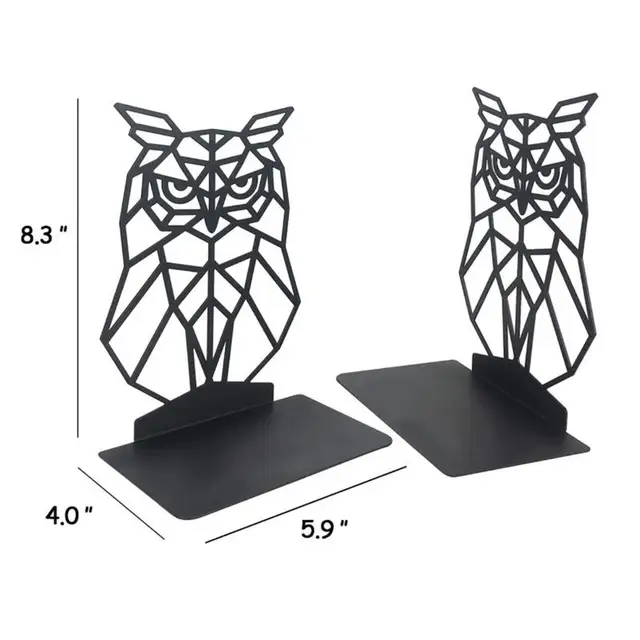 Bagoly Könyv Vége A Polcokhoz Black Hollow Out Owl Book End Könyvek Tartásához Nagy Teherbírású Fekete, Nem Csúnya Könyvtartót - Image 6