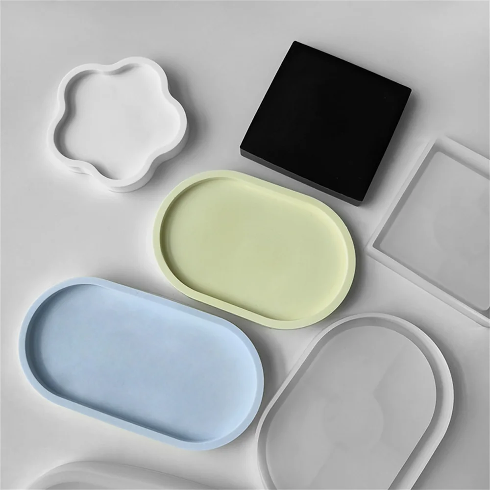 DIY Oval Tray Mold Storage Box Silicone Mold Oval Coaster Crystal Ashtray Cement Flower Pot Resin Casting Plaster