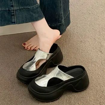 2026 Summer High Thick Bottom Summer Shoe Casual Increase Luxury Party Modern Versatile Platform Women Sandals Baotou Slippers 1