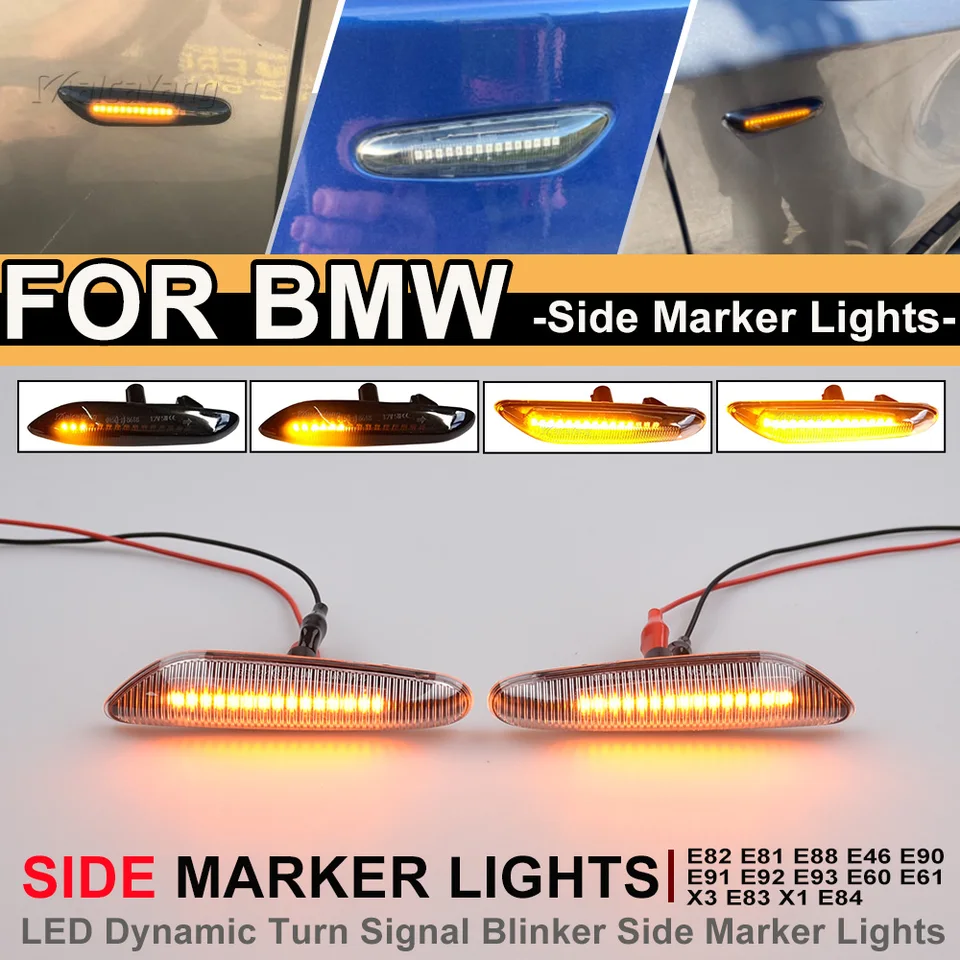 LED Dynamic Side Indicator Amber Canbus E9 Sequential Repeater Light For BMW E90 E91 E92 E93 E81 E82 E83 E87 E88 E60 E61 E46 E36 - 34