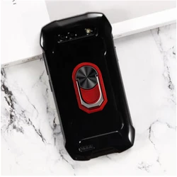 Enhanced Product Title: Durable Soft TPU Silicone Case with Back Finger Ring and Bracket for Cubot KingKong Mini Series (Black TPU C Red)