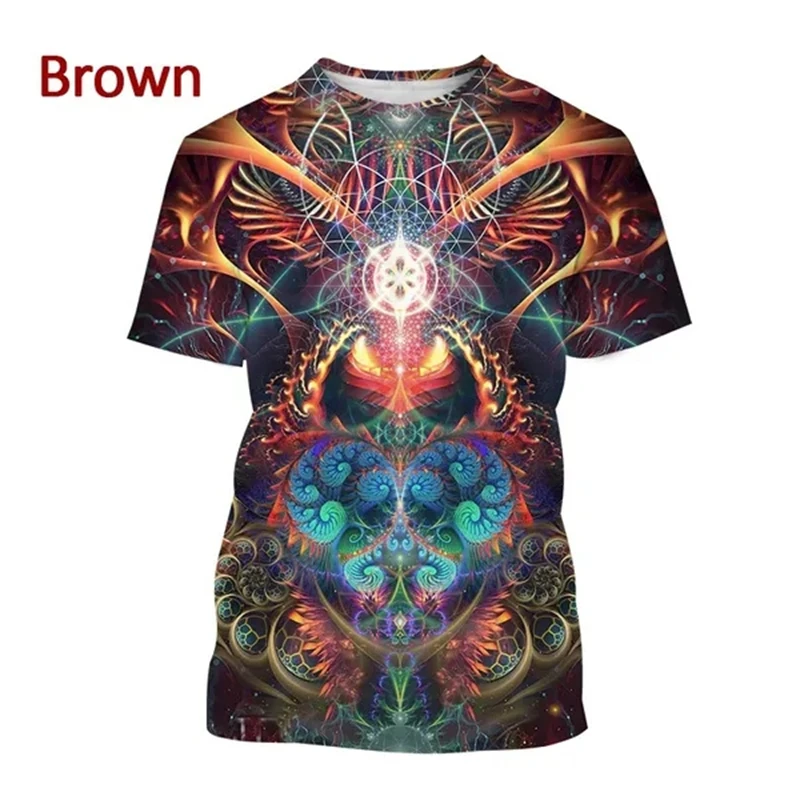Nouveau T-shirt d'été créatif et original, imprimé 3D, style numérique, motif tigre, léopard et aigle, multicolore, unisexe._voghion.com