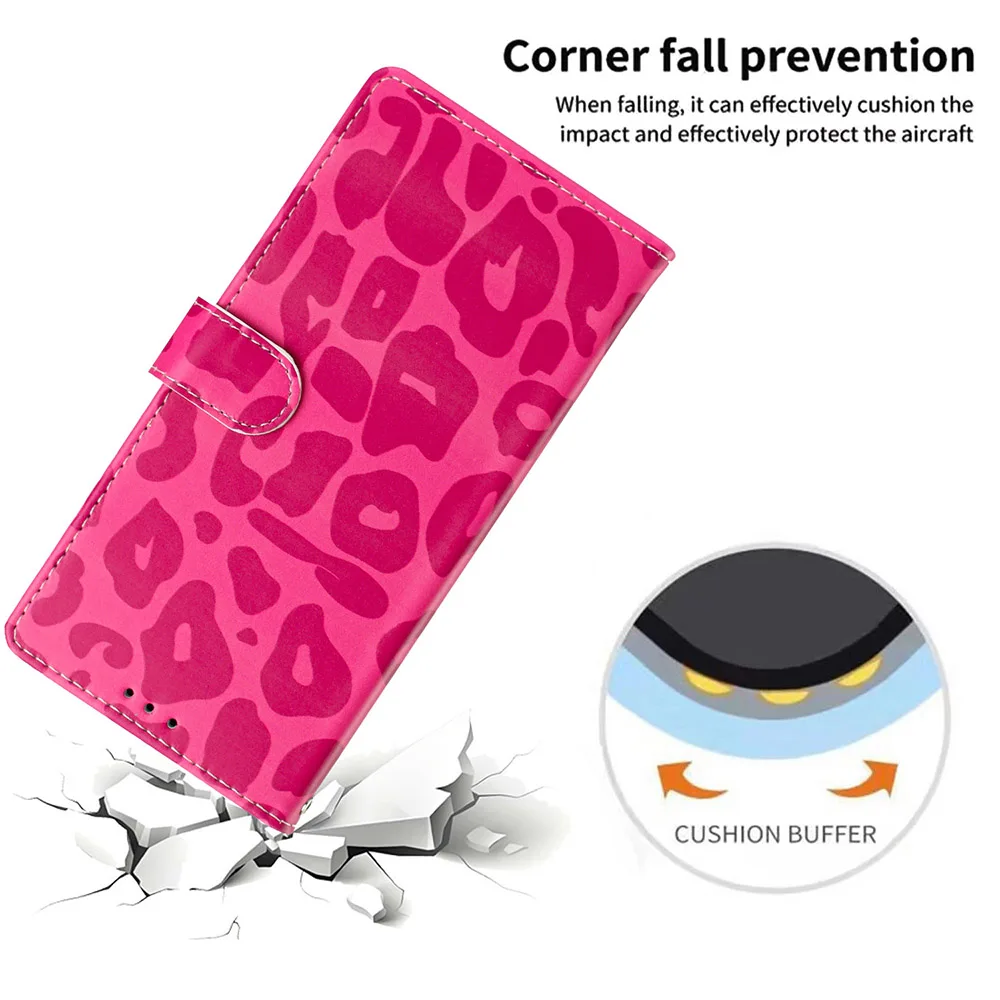Leopard Print Wallet Case: Stylish Flip Card Holder Leather Phone Cover