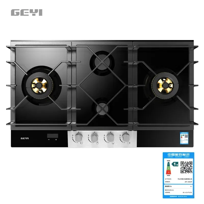 GEYI Built-in Gas Cooker with 4 Heads 860mm Big Panel 4 Burners Gas Stove for Kitchen Fierce Fire Power Range Cooktop