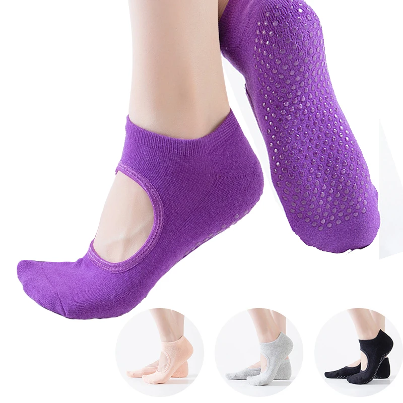 

Yoga Socks Women Non-Slip Cotton Sport Socks Grips Straps Fitness Pilates Barre Ballet Dance Barefoot Workout Gym