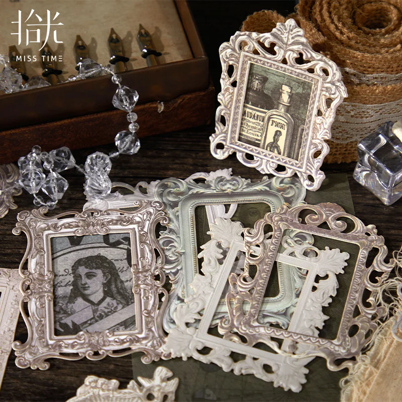 10 pcs Vintage Hollow out Material paper Diary Album handmade Adhesive DIY Decorative Scrapbooking Junk Journal Supplies