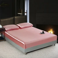 Satin Flatsheet Set High Quality Solid Color Bedsheet Set Single Double Queen King Size Fitted Sheet Set Luxury Bedding Sheet 2