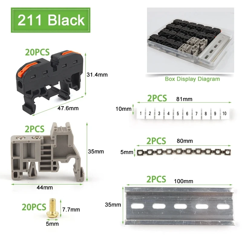 Universal Din Rail Terminal Block Kit with Number Strip Set