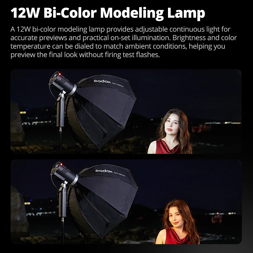 Godox AD300Pro II 올인원 야외 플래시 스트로브 라이트 TTL 2.4G 1/8000s HSS 배터리 포함