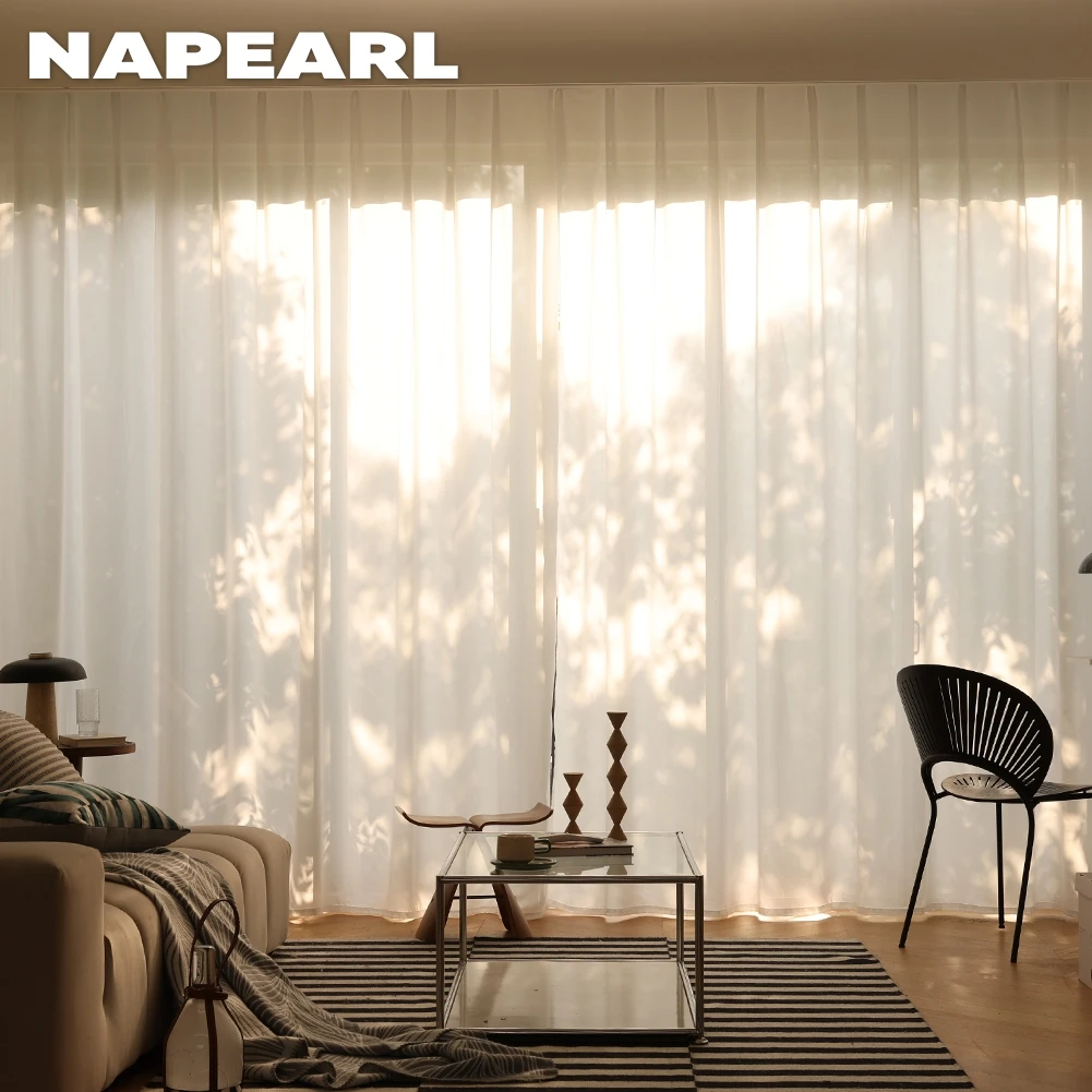 NAPEARL Modern Style White Waterproof Curtain for Bathroom Door Curtain Partition Living Room Window Decoration 1PC