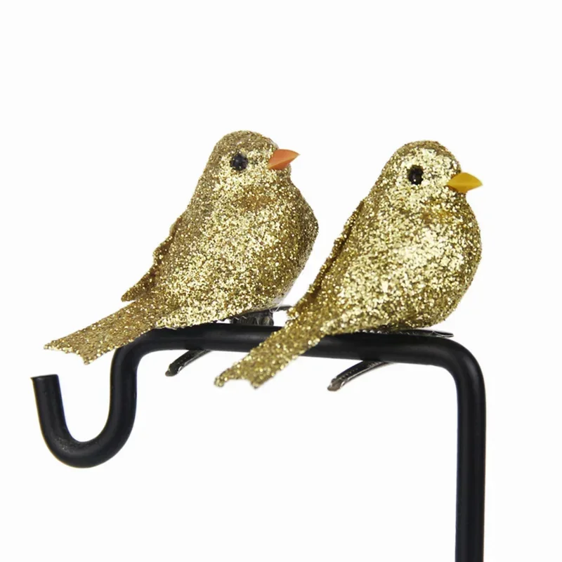 12pcs/set of Artificial Simulation Foam Bird Set Mini Bird Jewelry Flash DIY Garden Christmas Tree Decoration Craft