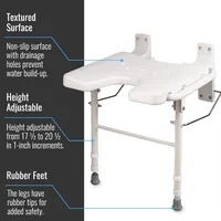 Wall Mount Fold Away Bath Chair Shower Seat Bench with Adjustable Legs, FSA and HSA Eligible, Seat 16 X 16 Inches, White 2