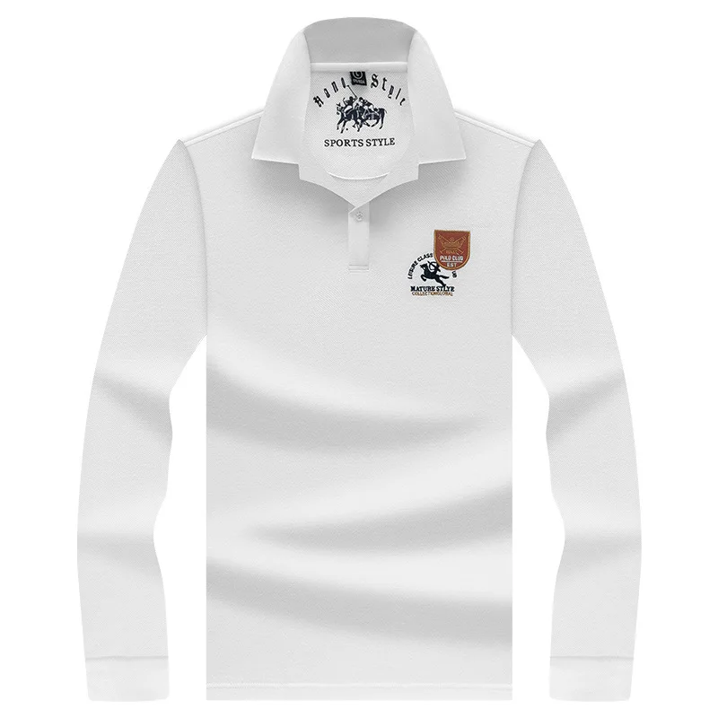 

Embroidery Horse Polo Shirts for Men Solid Business Casual Long Sleeve Polo Autumn Winter Fashion Brand Men Clothing