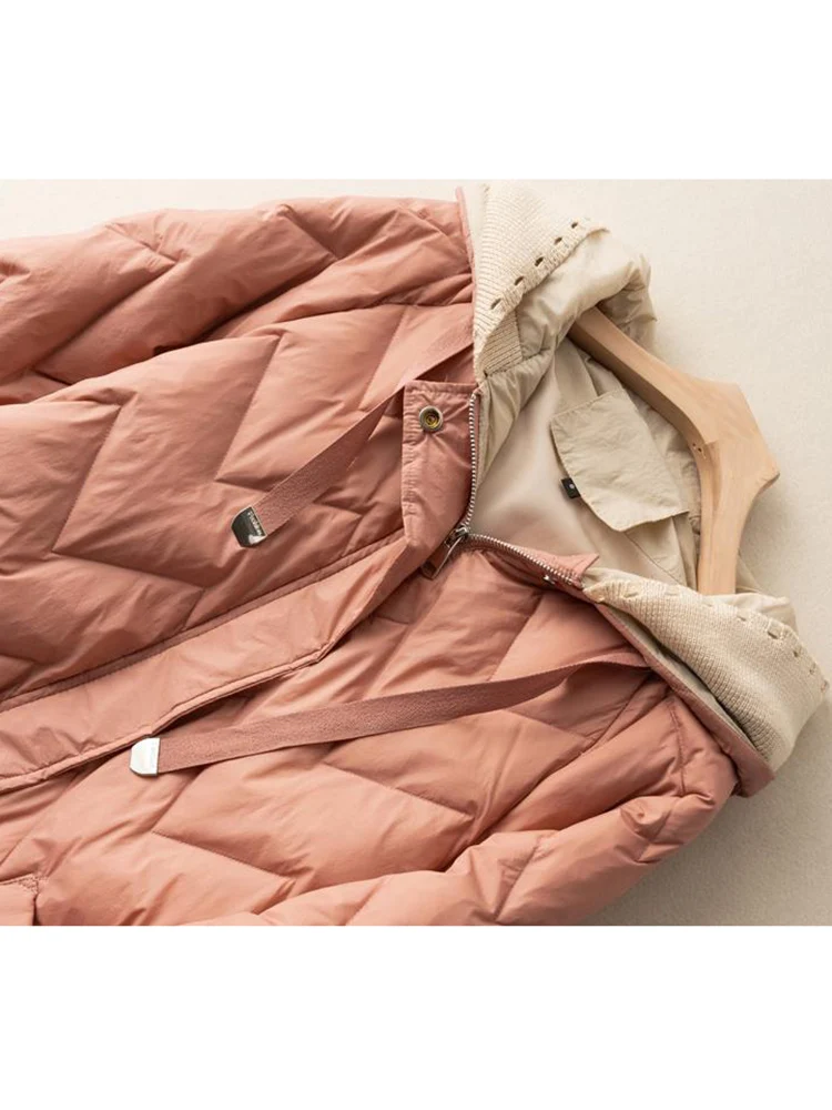 2023 Winter Long Duck Down Jacket Women Quilted Warm Oversize Thick Hooded Coat Fashion Casual Patchwork For Autumn