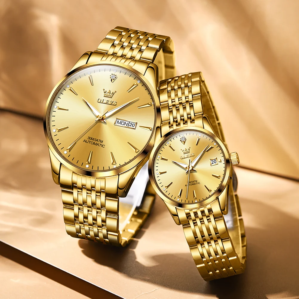 Luxury Top Brand Couple Watches Men and Women Automatic Mechanical Waterproof Casual His and Hers Watches Set Pair for Lovers