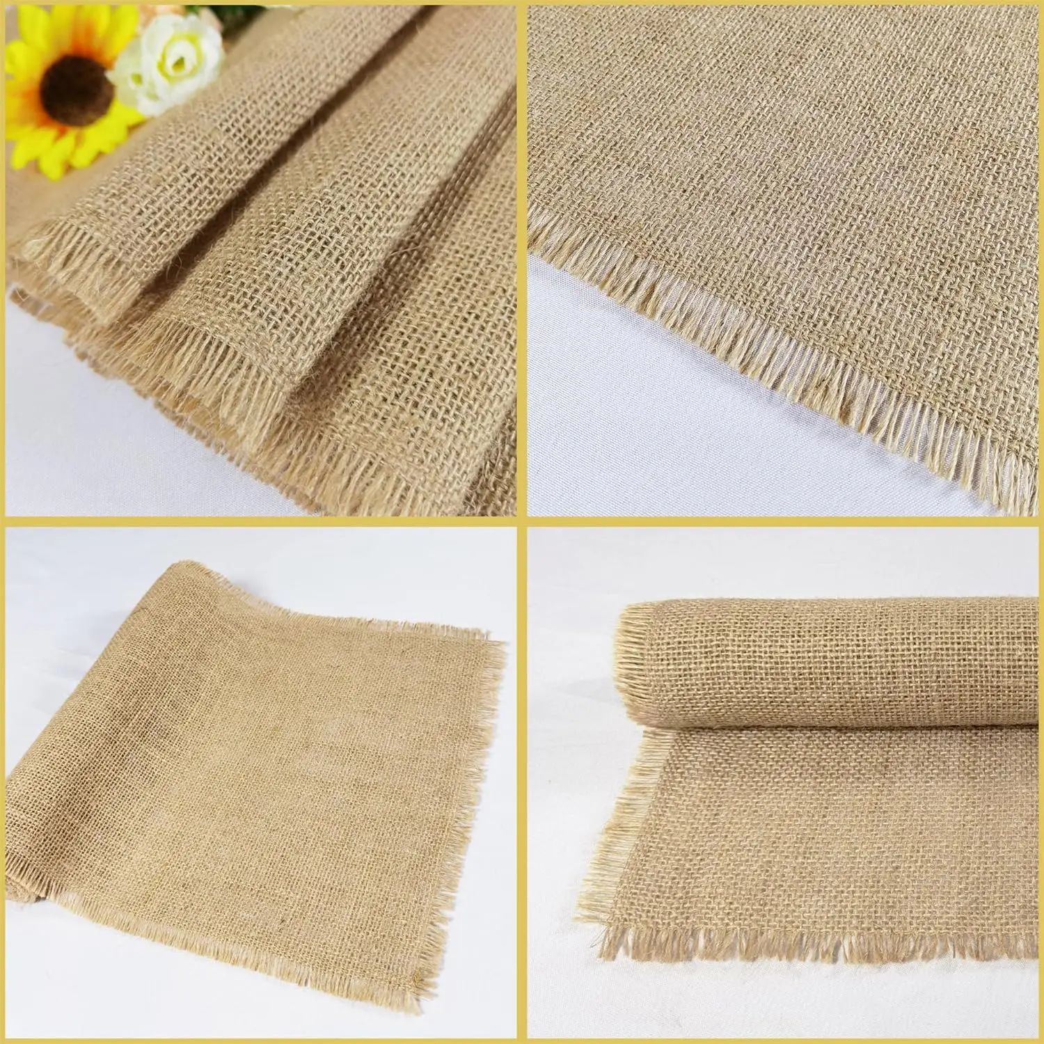 Burlap Table Runner Natural Farmhouse Jute Table Runner Thanksgiving Rustic Table Runner for Home Dining Christmas Table Decor