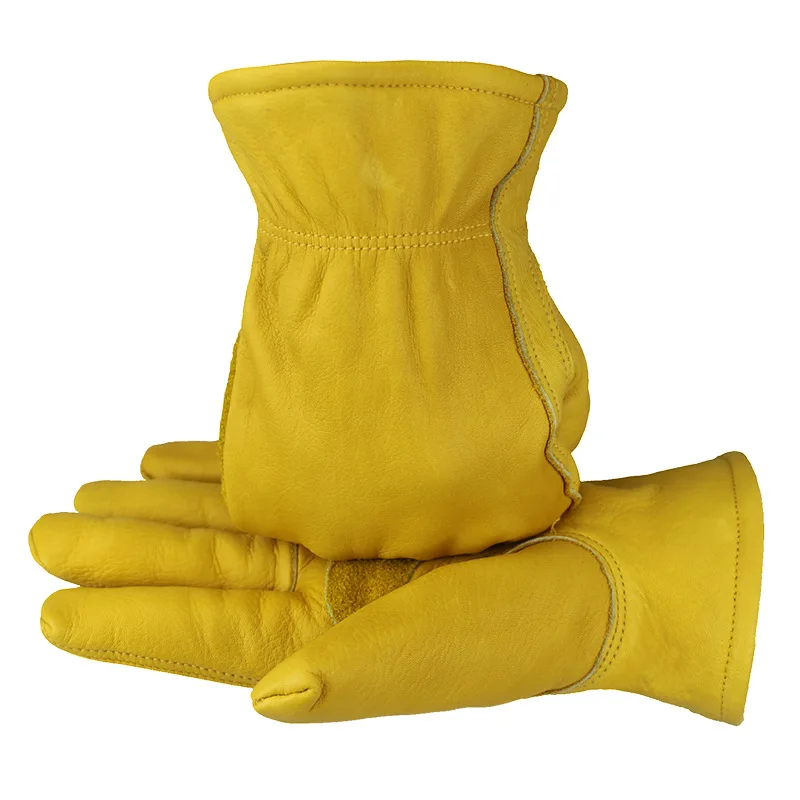 2Pairs Winter Warm and Cold-proof Work Gloves Cowhide Motorcycle Gloves With Cotton Lining Labor Protection Gloves Men&Women