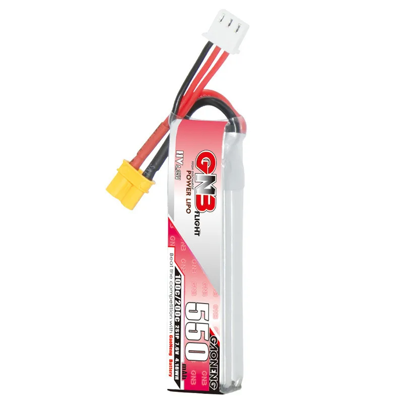 GNB 2S 7.6V 550mAh HV Lipo Battery For Happymodel FPV Racing Cine Whoop BetaFPV RC Drone 7.6V 100C With XT30U-F Plug replacement lithium battery