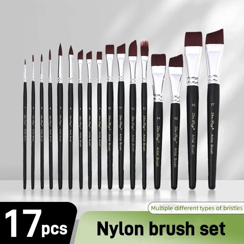 Body Pinting Brushes Face Body Art Paint Professional Paint Brushes Set With Storage Bag Wooden Handle Nylon Oil Painting Brush 5