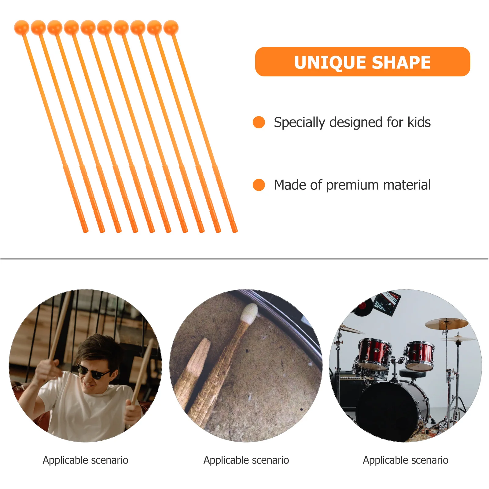 10pcs 1 Bag Mallet Percussion Sticks Kids Drumstick Musical Instruments for Chime Xylophone Wood Block Glockenspiel drum sticks drum percussion accessories drum accessories