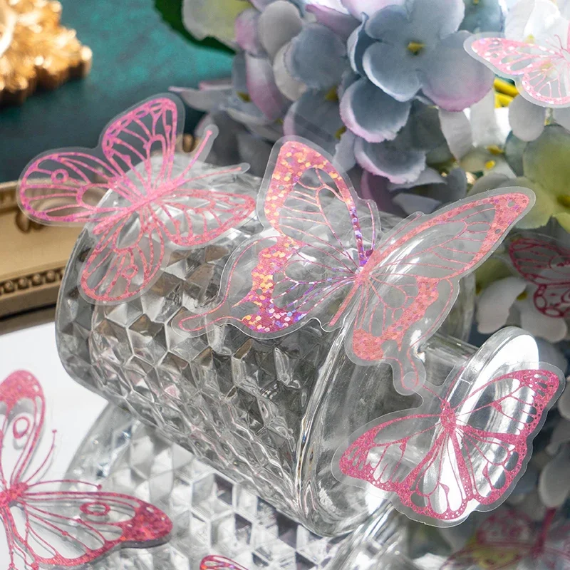 Butterfly Dancing Foil PET Stickers - Shiny Hollow Planner Supplies