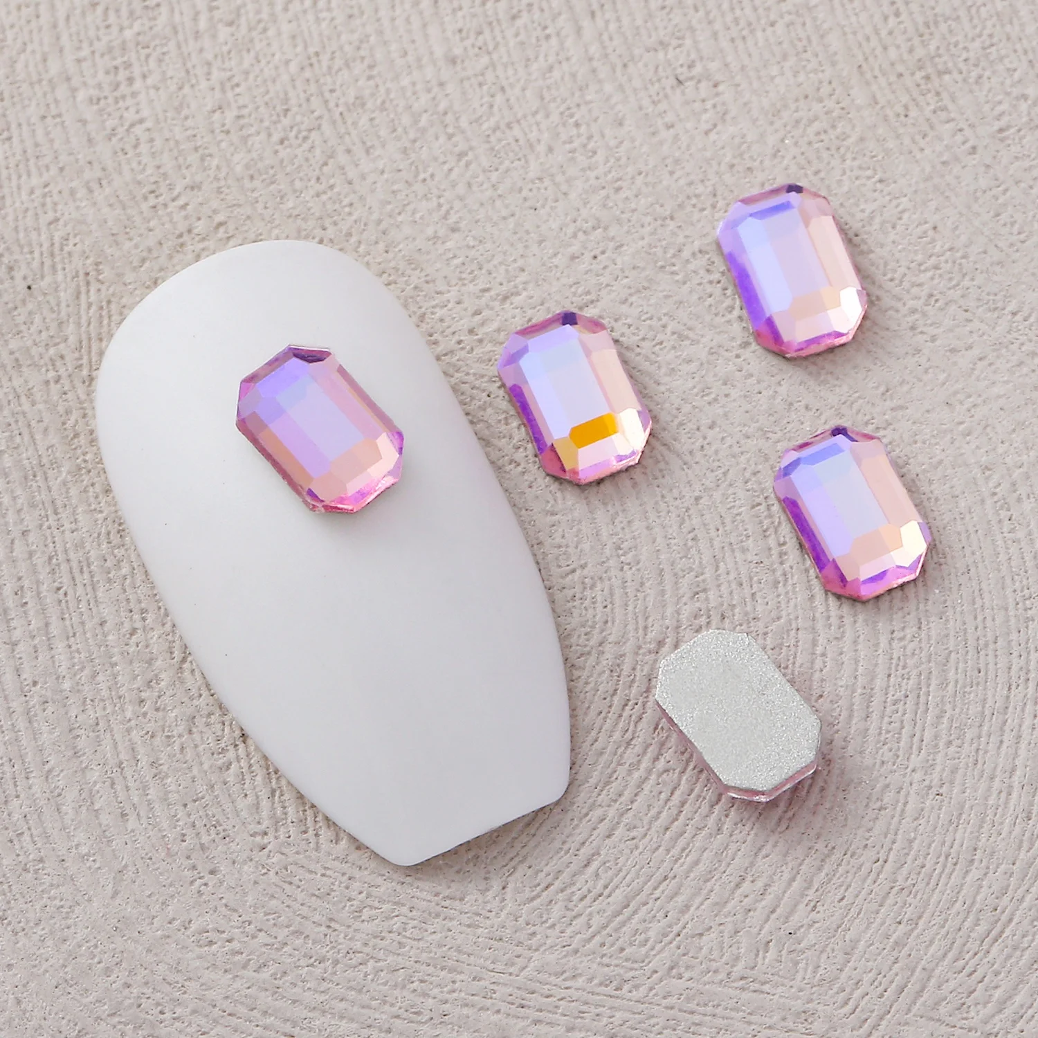 4x6mm 직사각형 모양 접착식 평면 뒷면 라인스톤 유리 장식 액세서리 DIY 재료 신발, 가방, 의류, 보석용
