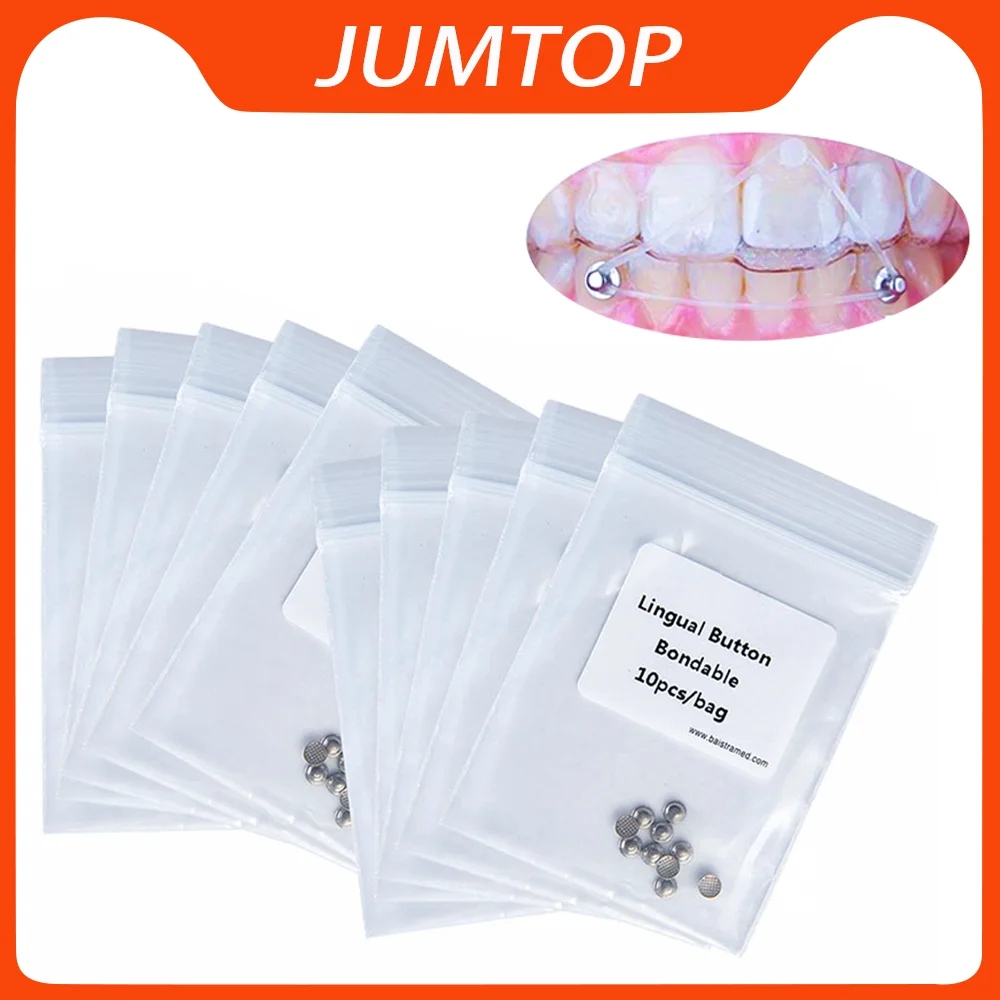 Botón lingual de ortodoncia dental, 10 botones linguales izquierdos Botón lingual con gancho