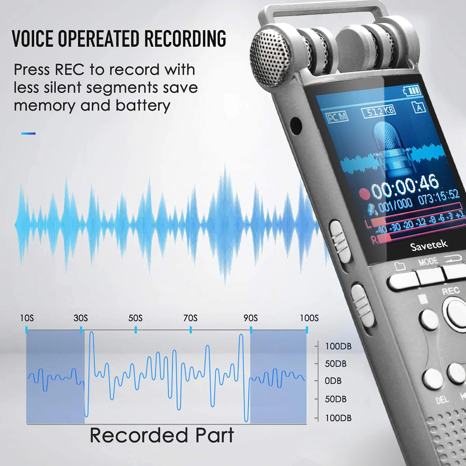 Kompakt dijital kaydedicinin yan görünümü