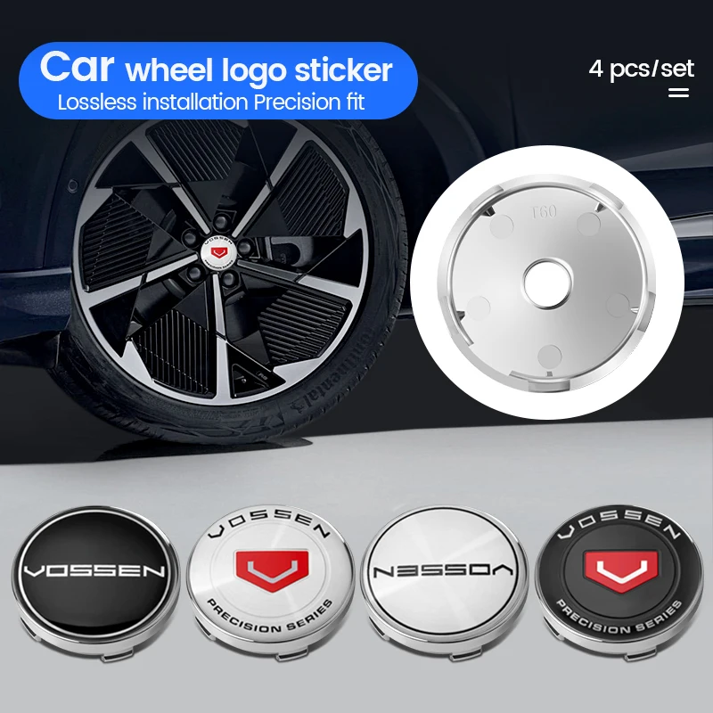 60Mm Vossen Wheel Center Hub Cap Vossen Precision Series Cerchi Per Auto Copertura Antipolvere Hubcaps 56Mm Emblem Accessori Per Lo Styling Automatico