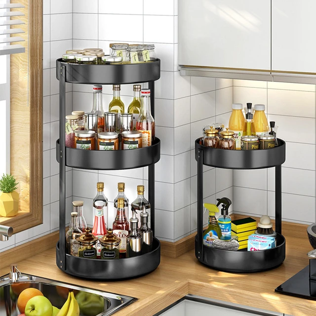 mDesign Organizador de especias para cocina con 3 niveles – Mueble