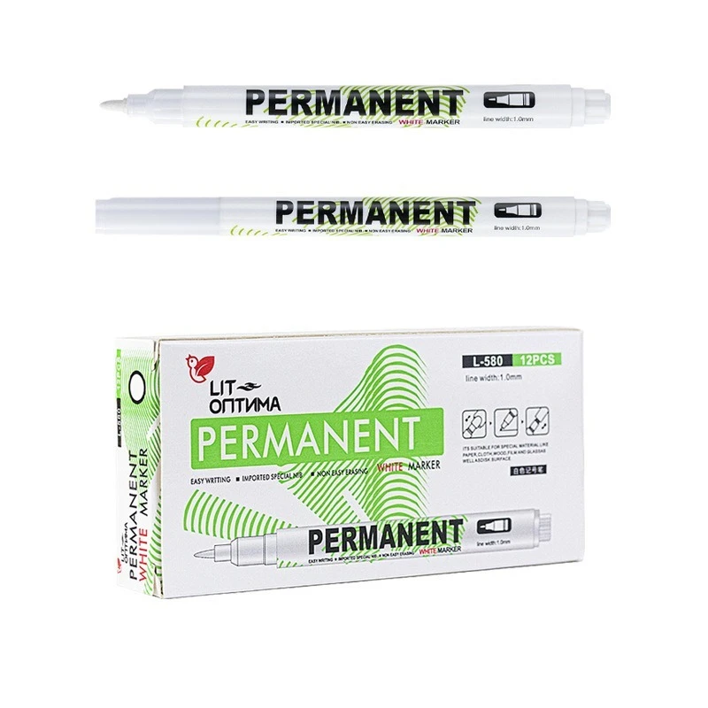 10Pcs Waterproof White Marker Pen Alcohol Paint Oily Tire Painting Graffiti Pens Permanent Gel Pen for Fabric Wood Leather 1.0MM 5