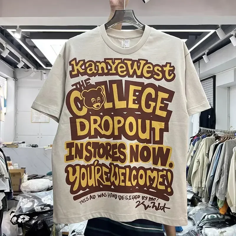 Best Famous Kanye The College Dropout Graphics Tshirt Women's Hip Hop Rap West Vintage T-shirts Male Casual T Shirt 3