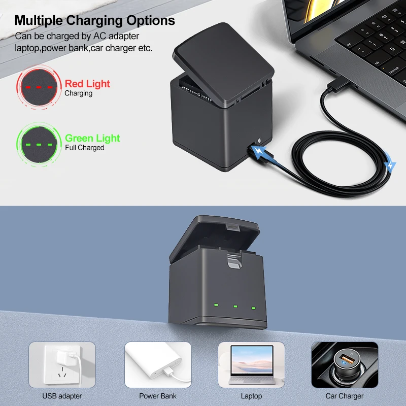 Lot Batteries et Chargeur pour GoPro Hero 12/11/10/9 - 1 à 5 Batteries