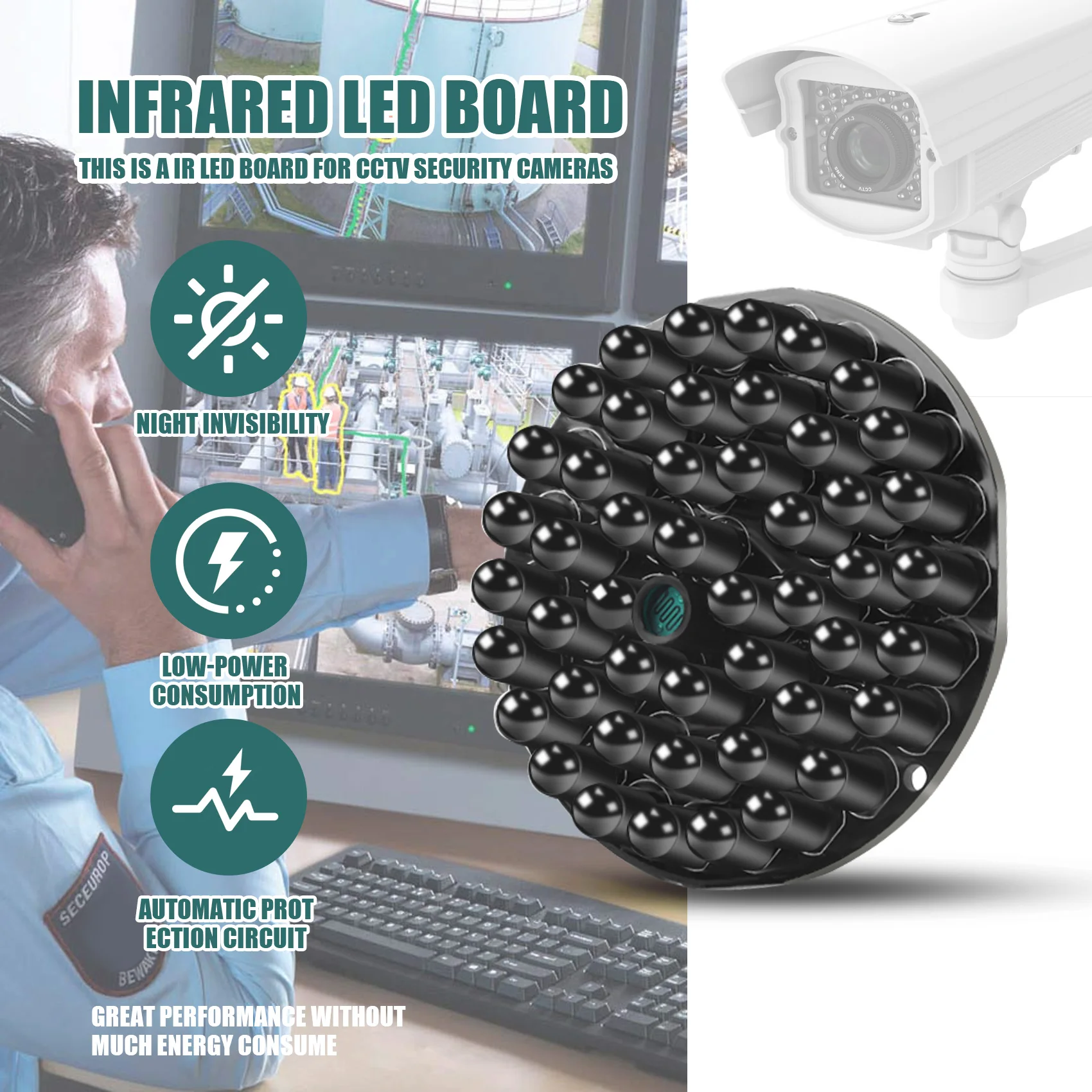 IR Infrared LED Board 940nm 48pcs IR LEDs Invisible at night No exposure Light Board for Illuminator CCTV Accessories