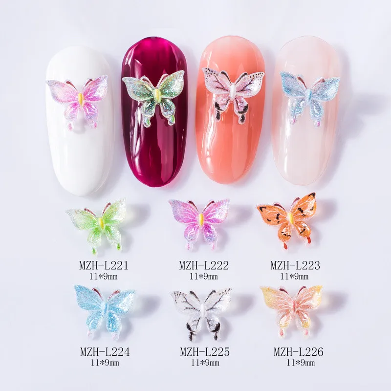 

20pcs/bag Resin Butterfly Nail Gems Nail Art Decoration Charms Butterfly Gems 3D Manicure Tools UV Gel Strass Nail Art Jewelry#2