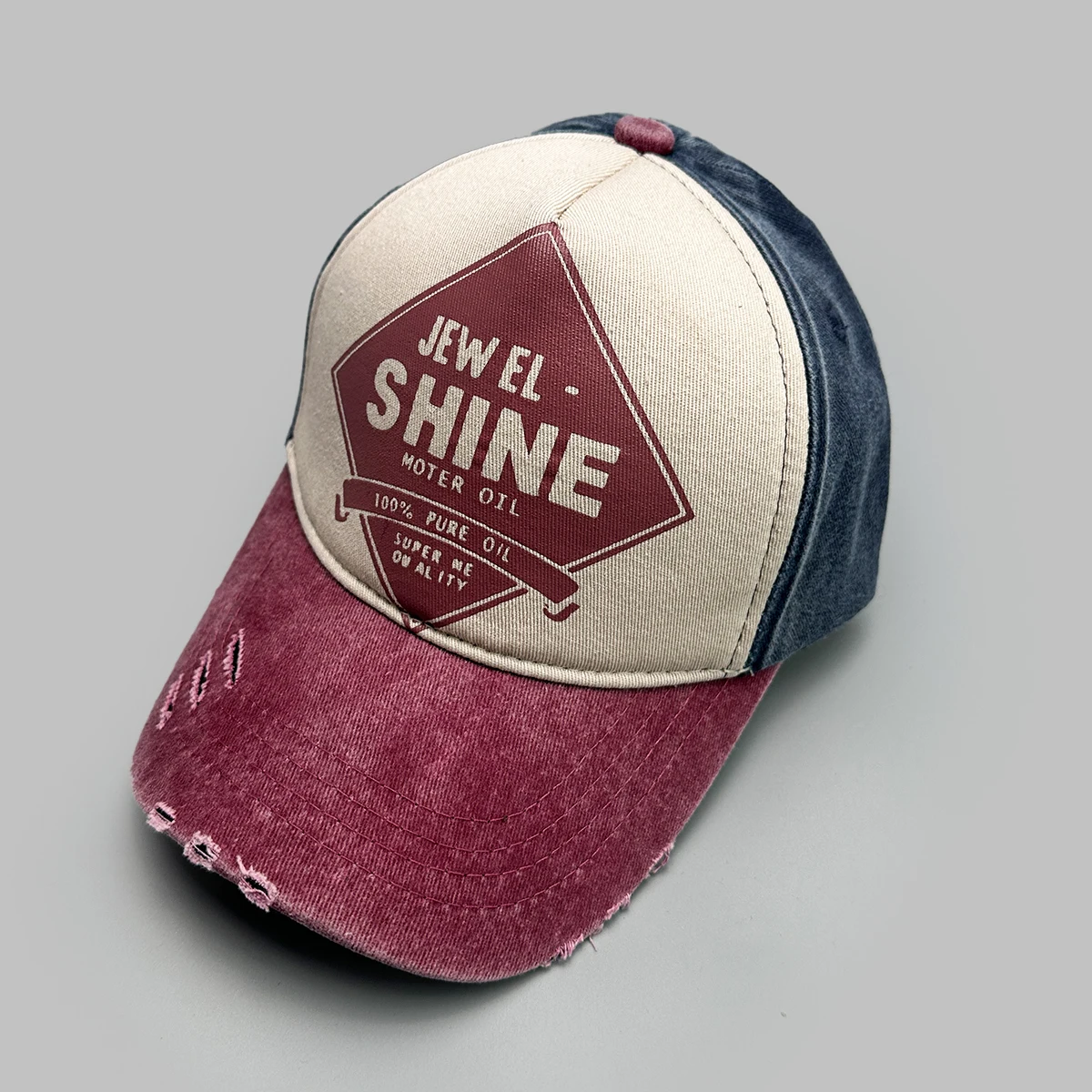 Neue Unisex Atmungsaktive Baseballkappen mit individuellem Buchstaben-Print im Used-Look, Sonnenschutz, Farbblock-Design, vielseitige Hip-Hop-Schirmmützen – Detail 10