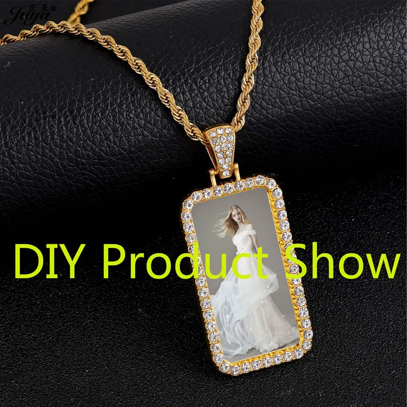 10PCS 60cm Stainless Steel Chain With Blank Alloy Pendant Base Tray For DIY Making Photo Necklaces Jewelry Accessories