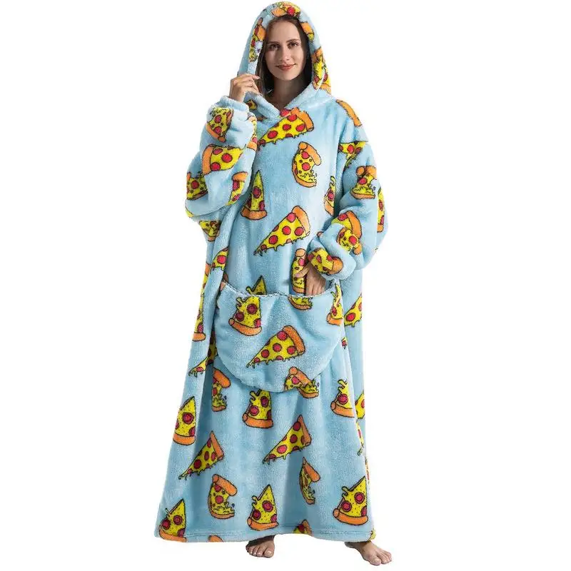 

Lengthen Oversized Wearable Blanket Cozy Warm Shu Velveteen Hoodie For Adults Soft Sweatshirt For Gifts One Size Fits All
