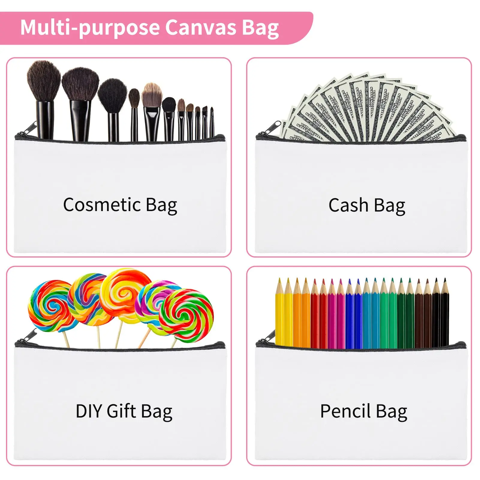 Lopo Sublimation Makeup Bag Blanks Cute Linen Handbag