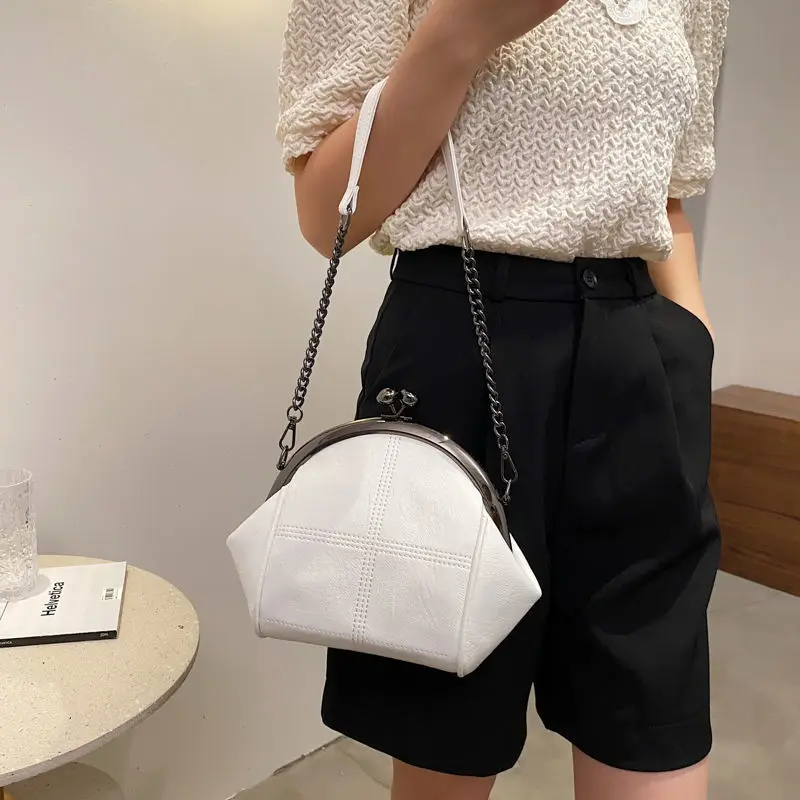 Two Straps Shell Lock Bag Chain Women Shoulder Crossbody Bags PU Leather Tote Women's Handbags Purses crossbody bag women handbags leather shoulder bag pu crossbody bag