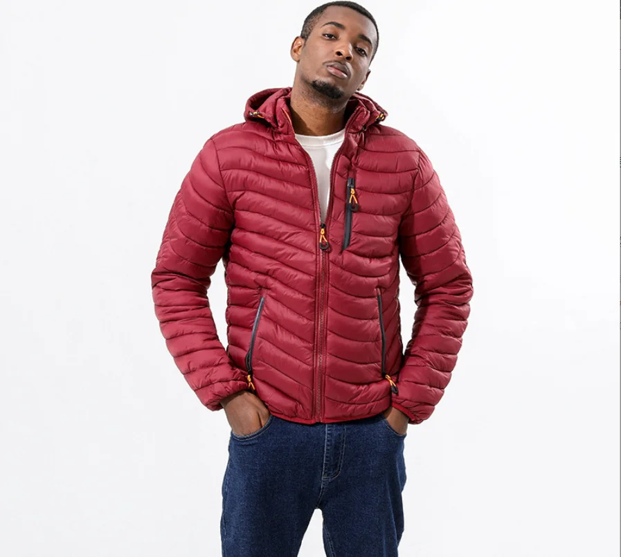 

Lightweight padded jacket men's warm padded jacket detachable cap padded jacket