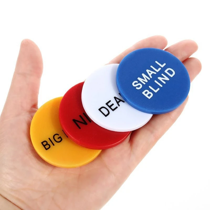 4Pcs Professional Poker Game Small Blind Big Blind Dealer Buttons Poker Cards Guard Protector Coin Chip Button poker dealer button