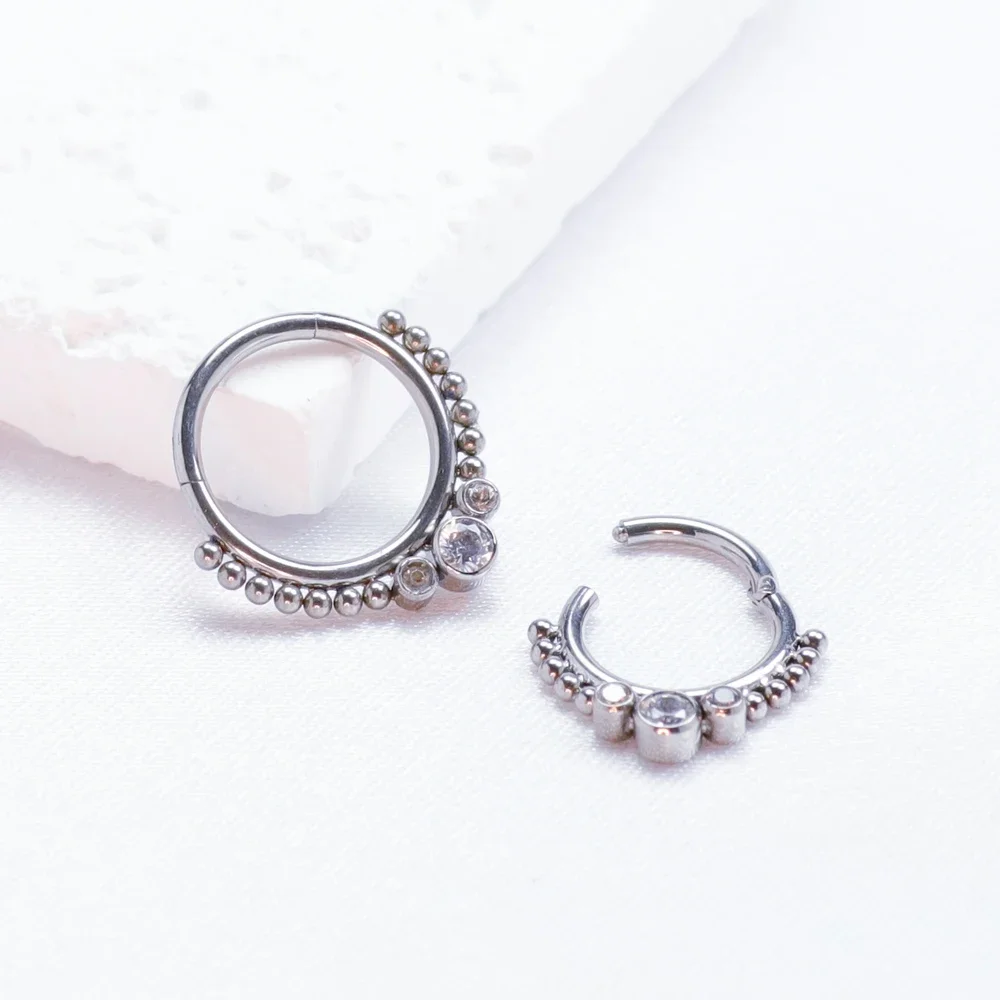 Septum Piercing Nose Rings Cartilage F136 Titanium Tragus Hoop Zircon Women Hinged Segment Earrings Clicker 16G Spiral Lobe Body Jewelry_voghion.com