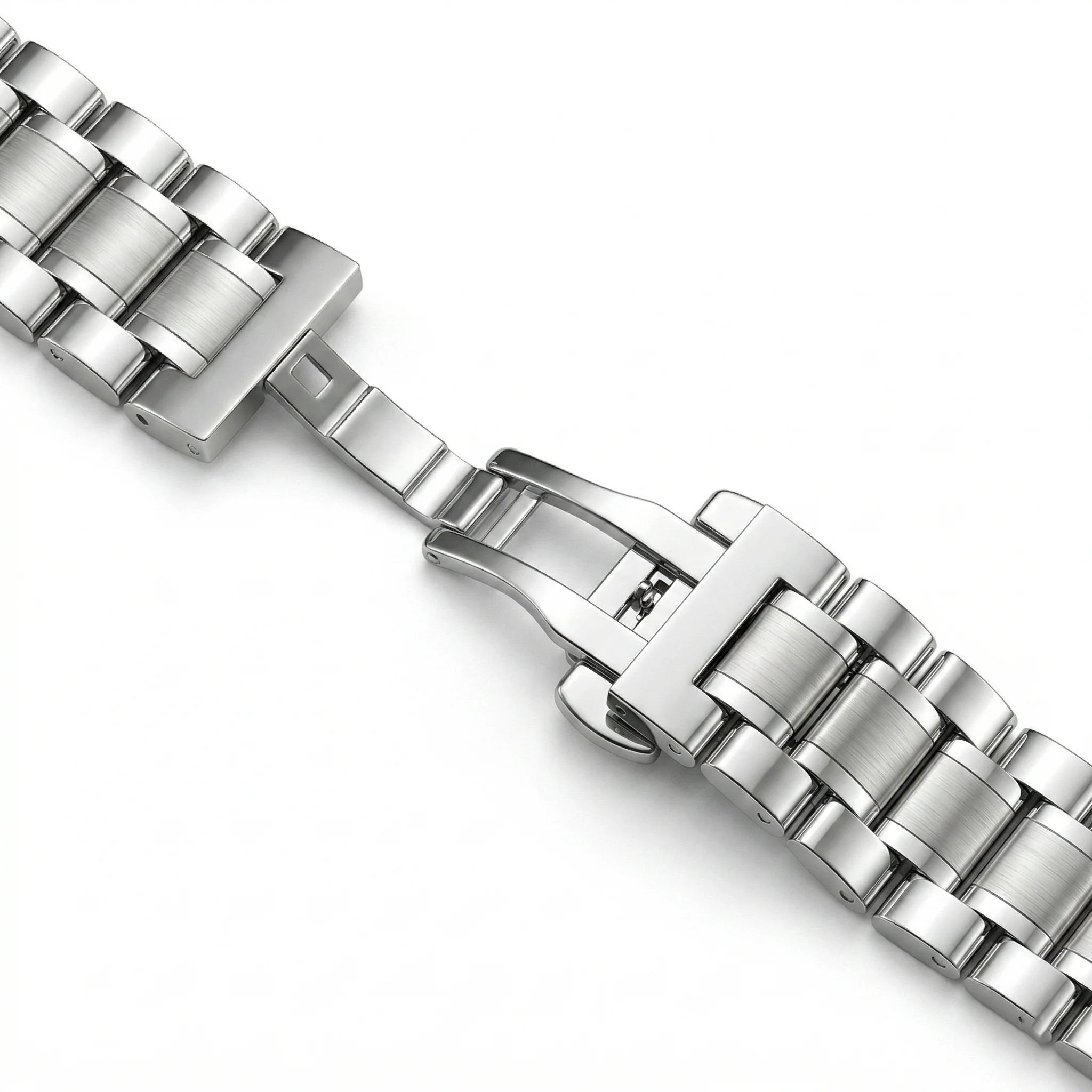 Elegant Stainless Steel Women's Watch Band Bracelet - Fashionable Metal Strap with Butterfly Clasp