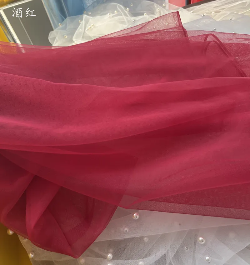 Luxurious Burgundy Red Tulle Mesh