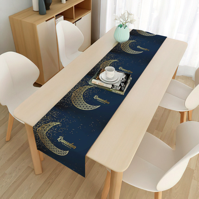 Eid al-Fitr Muslim Eid Decoration Tablecloth Moon Festival Home Long Tablecloth Placemat Mubarak Decorative Tablecloth