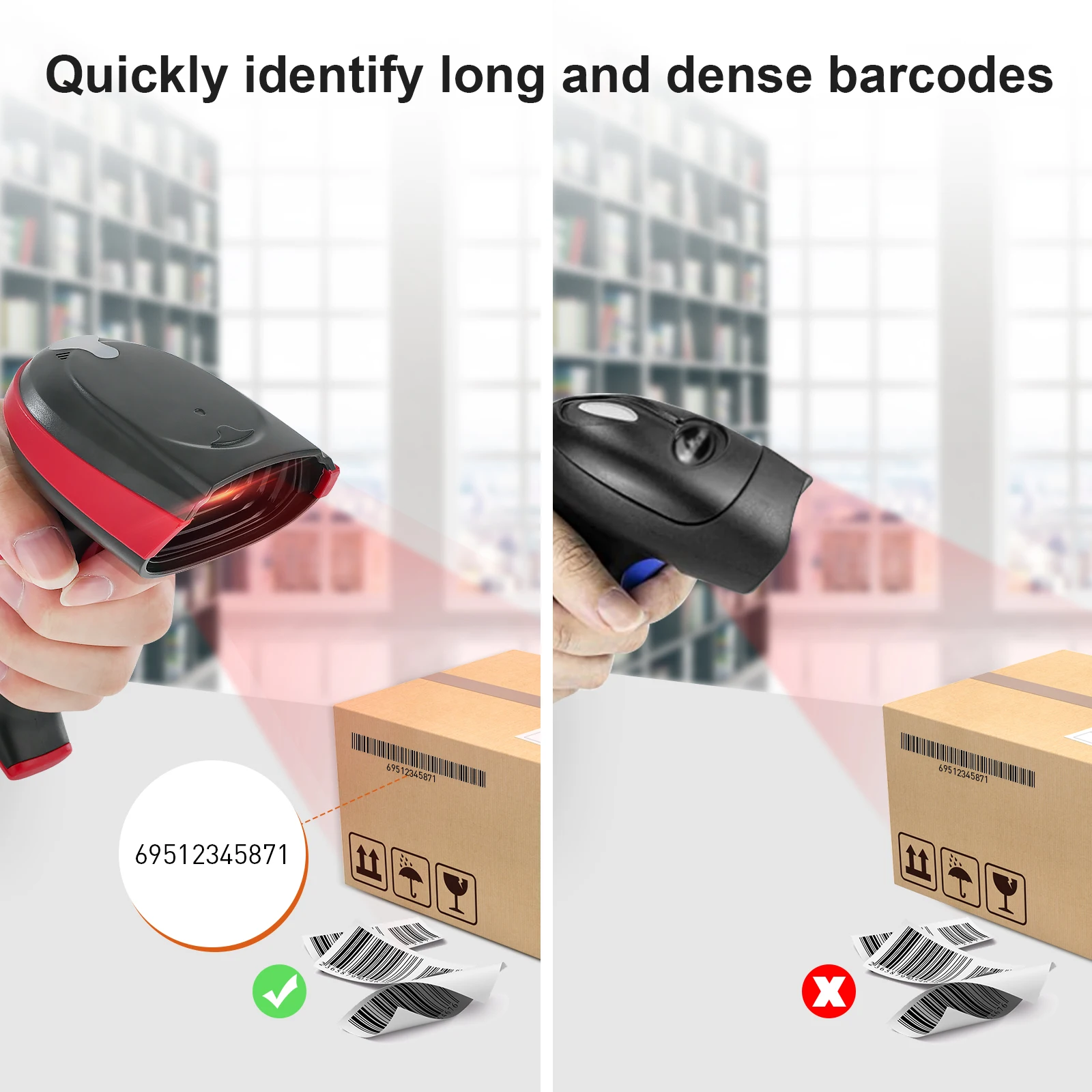 JRHC Wired QR 2D barcode scanner handheld USB Wired Handheld Bar Codes Reader Data Matrix Bar Code for Inventory POS Terminal clearscanner